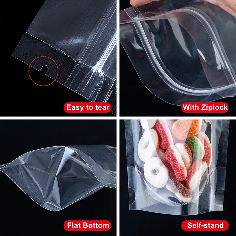 Sachets Zip Alimentaires Transparent - Lot de 50 pièces 20x30cm