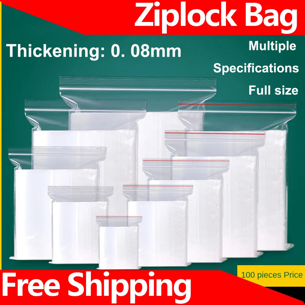 Sachets Zip Alimentaires Réutilisables - Lot de 100 pièces 8 cm