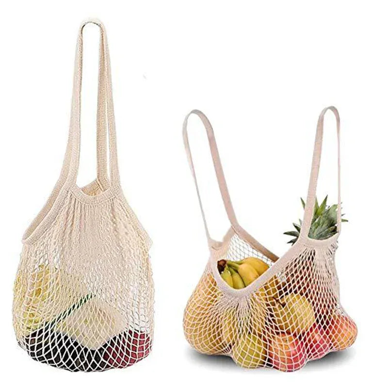 Sacs Filet en Coton Réutilisables - Lot de 5 Pièces Écologiques