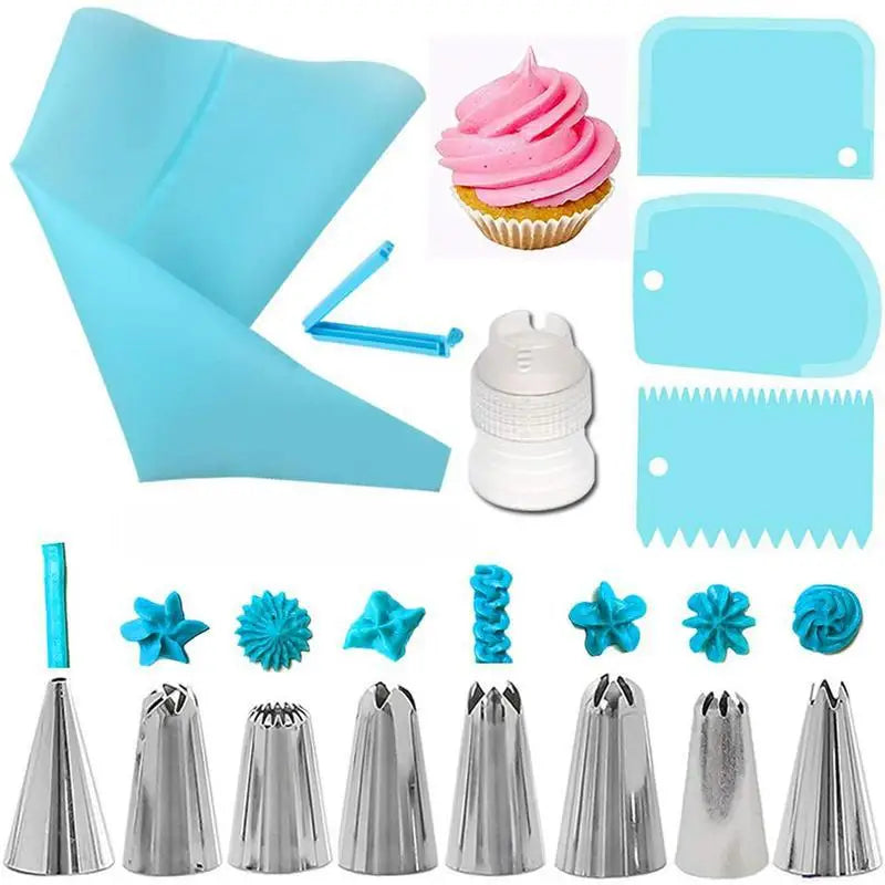 Kit de Décoration de Gâteaux 14 pièces - Douilles et Poches en Silicone douillepoche