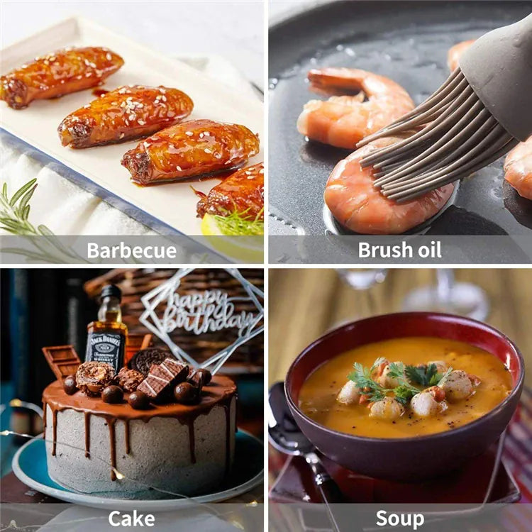 Set Spatules Silicone 5 pièces Résistantes à la Chaleur avec Manche en Bambou spatule en silicone