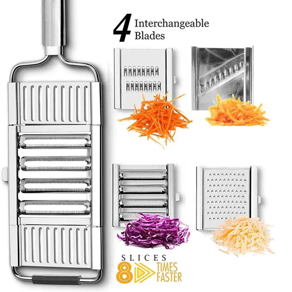 Coupe-légumes Multifonction 4 Lames Inox pour Fruits et Légumes Coupe Légumes
