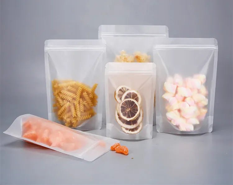 Sachets Zip Alimentaires Matériau Mat Transparent - Lot de 50 pièces 10x15cm