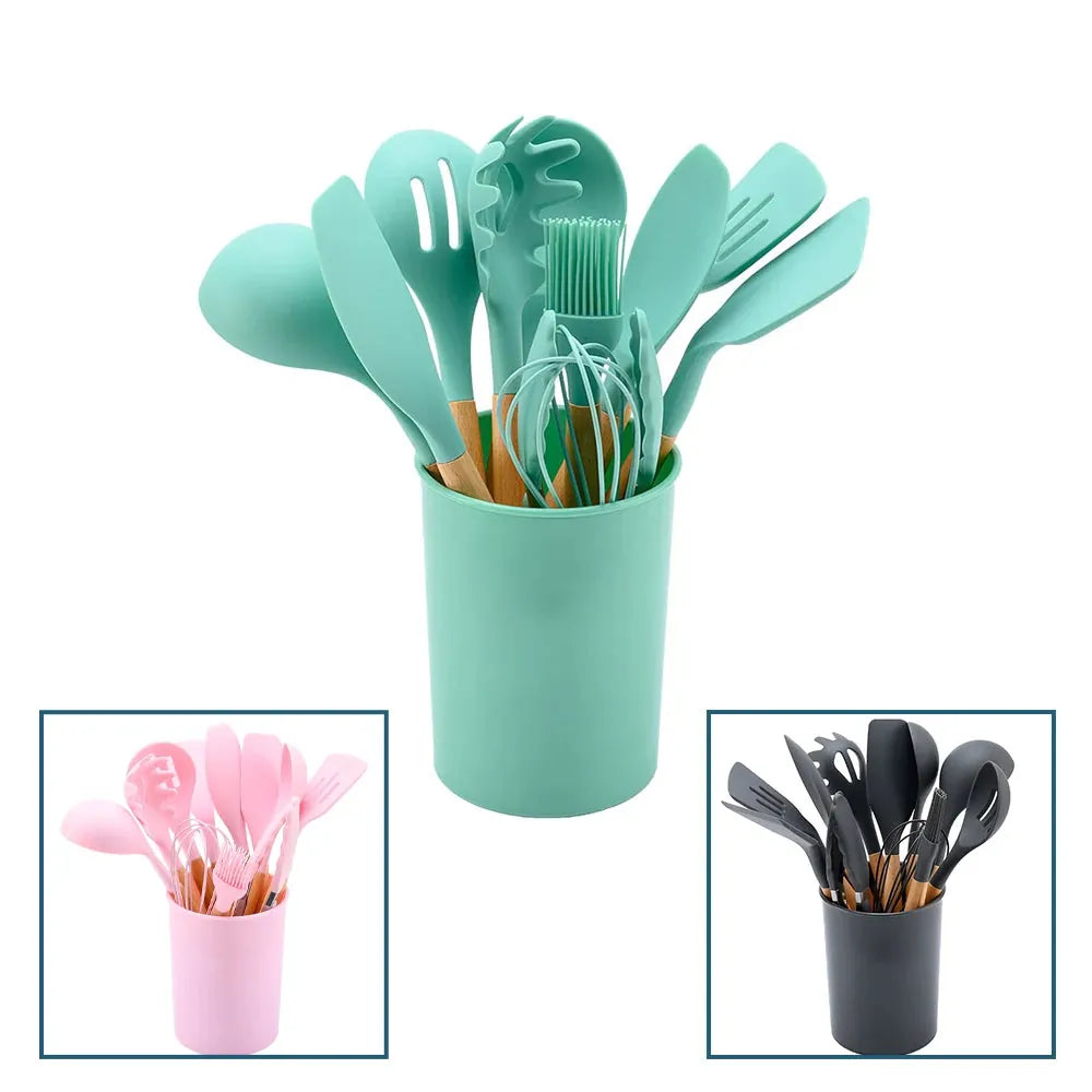 Set Ustensiles Silicone 10 pièces | Résistants à la chaleur et Antiadhésifs spatule en silicone