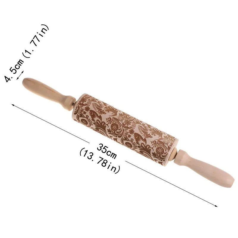 rouleau à pâtisserie en bois gravé pour biscuits et gâteaux - Accessoires de cuisine rouleaupatisserie