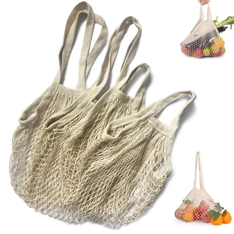 Sacs Filet en Coton Réutilisables - Lot de 5 Pièces Écologiques