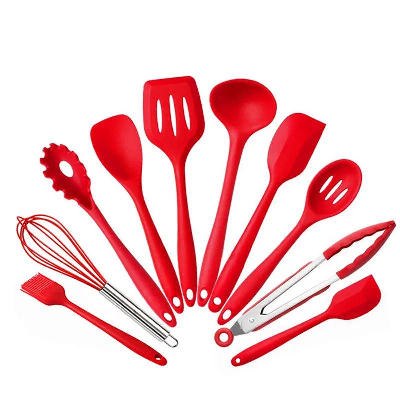 Set Ustensiles Silicone 10 pièces | Non-adhérent et résistant à la chaleur spatule en silicone