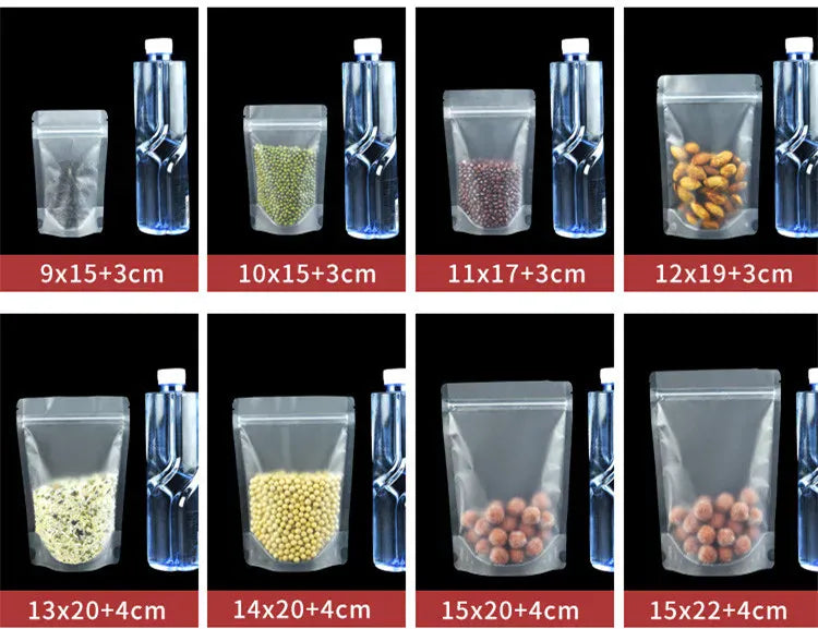 Sachets Zip Alimentaires Matériau Mat Transparent - Lot de 50 pièces 10x15cm