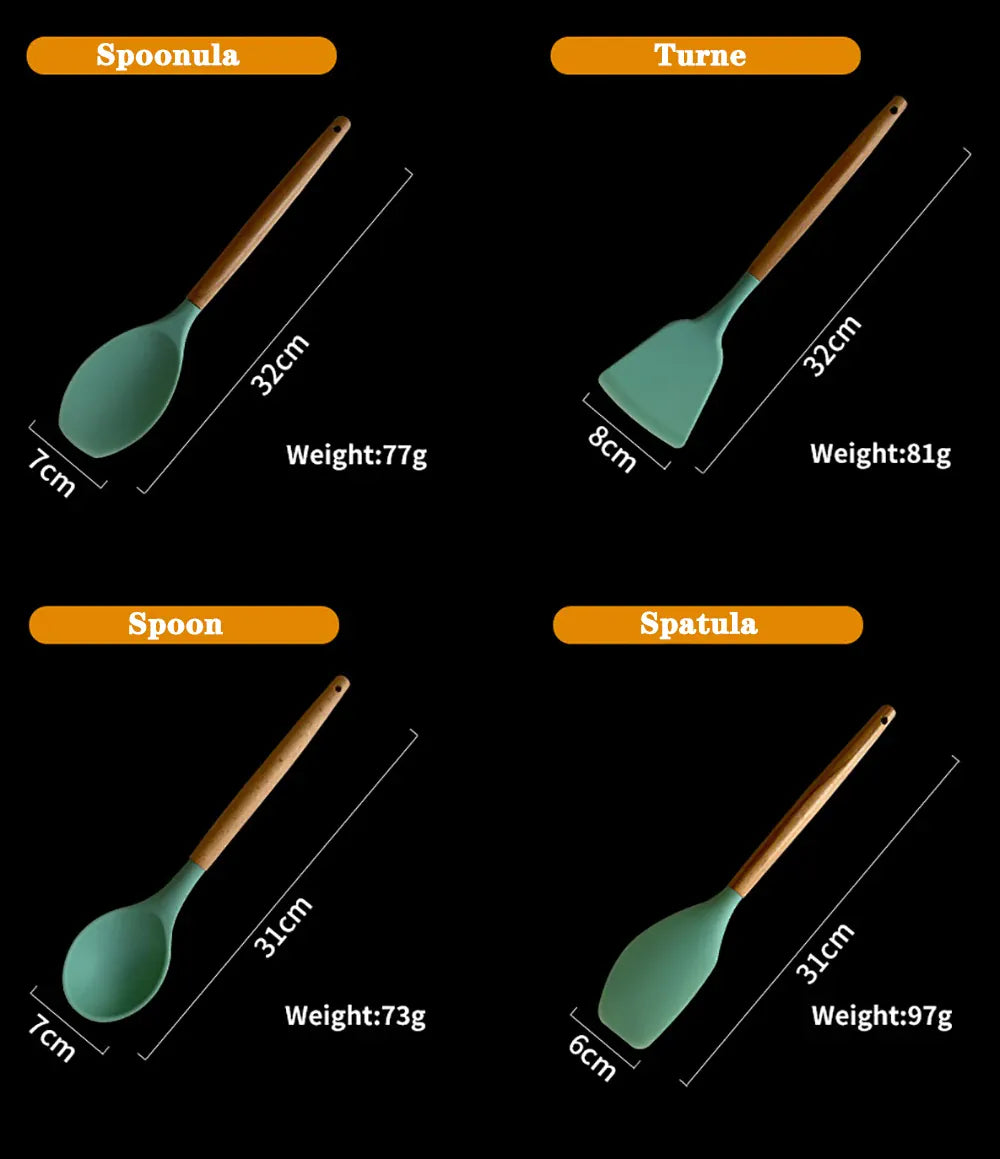 Set Ustensiles Silicone 10 pièces | Résistants à la chaleur et Antiadhésifs spatule en silicone