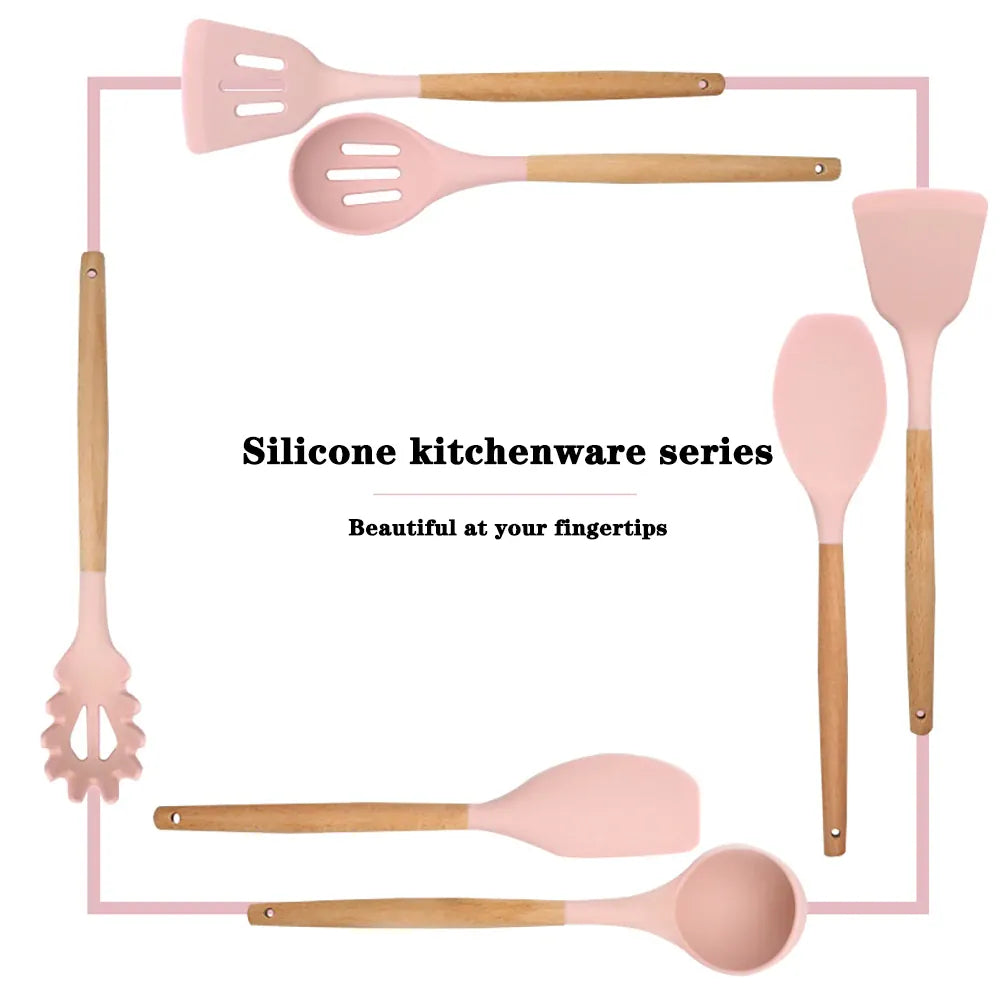 Set Ustensiles Silicone 10 pièces | Résistants à la chaleur et Antiadhésifs spatule en silicone