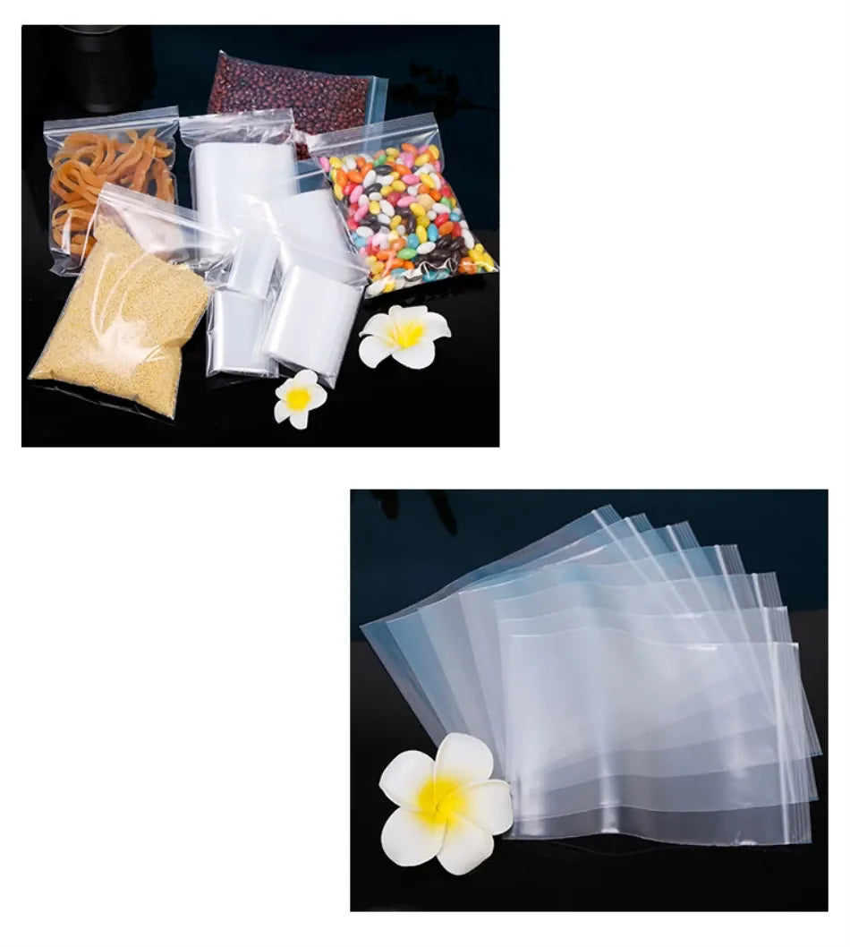 Sachets Zip Transparent Réutilisables Hermétiques - Lot de 50 pièces 10x15 cm