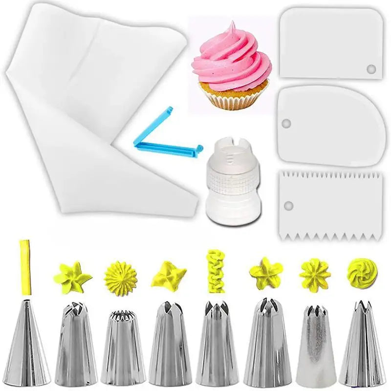 Kit de Décoration de Gâteaux 14 pièces - Douilles et Poches en Silicone douillepoche