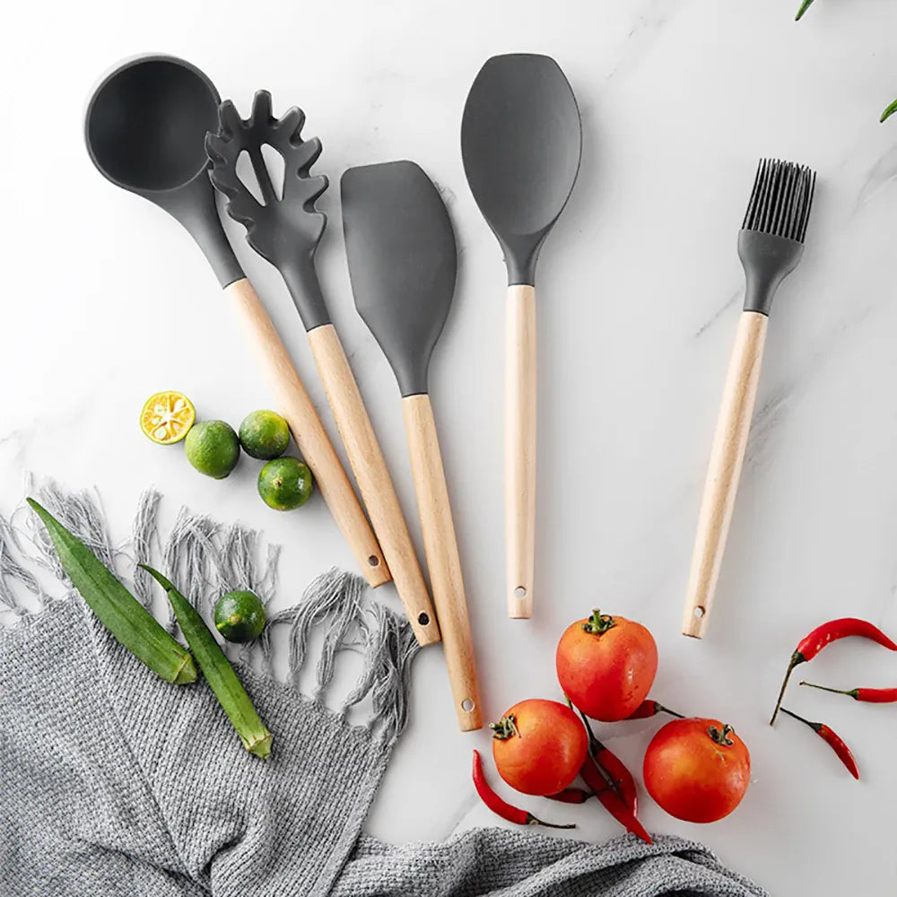 Set Ustensiles Silicone 10 pièces | Résistants à la chaleur et Antiadhésifs spatule en silicone