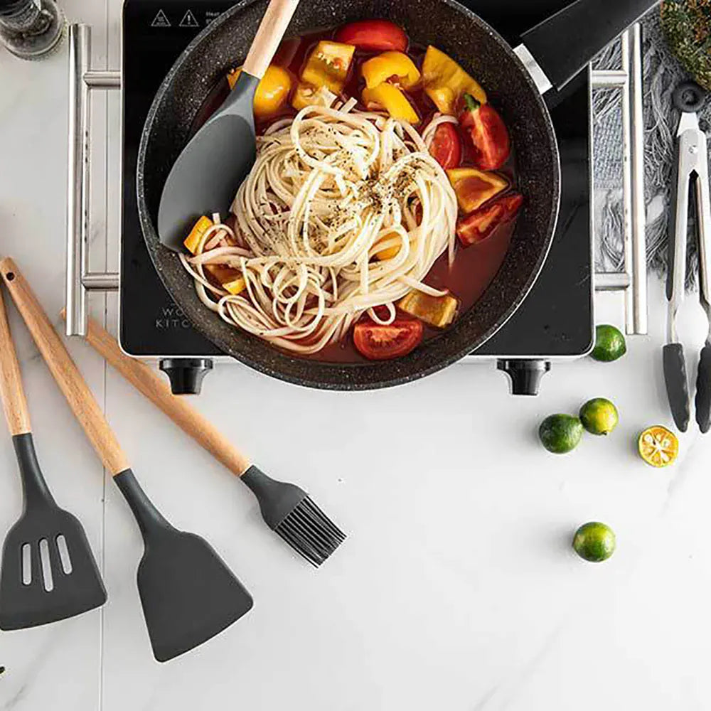 Set Ustensiles Silicone 10 pièces | Résistants à la chaleur et Antiadhésifs spatule en silicone