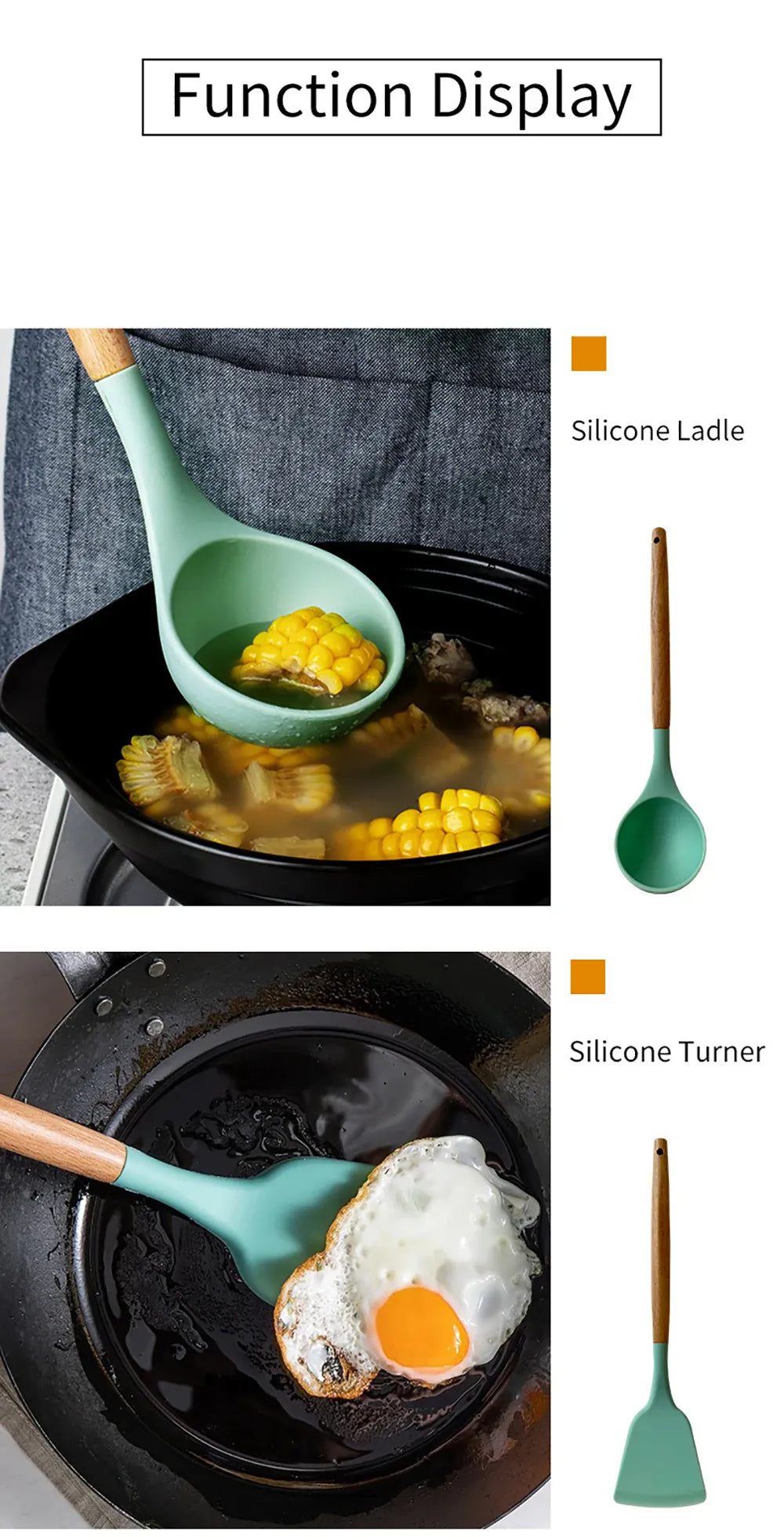 Set Ustensiles Silicone 10 pièces | Résistants à la chaleur et Antiadhésifs spatule en silicone