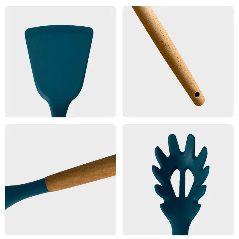 Set Ustensiles Silicone 12 pièces Cuisine | Résistants à la chaleur spatule en silicone