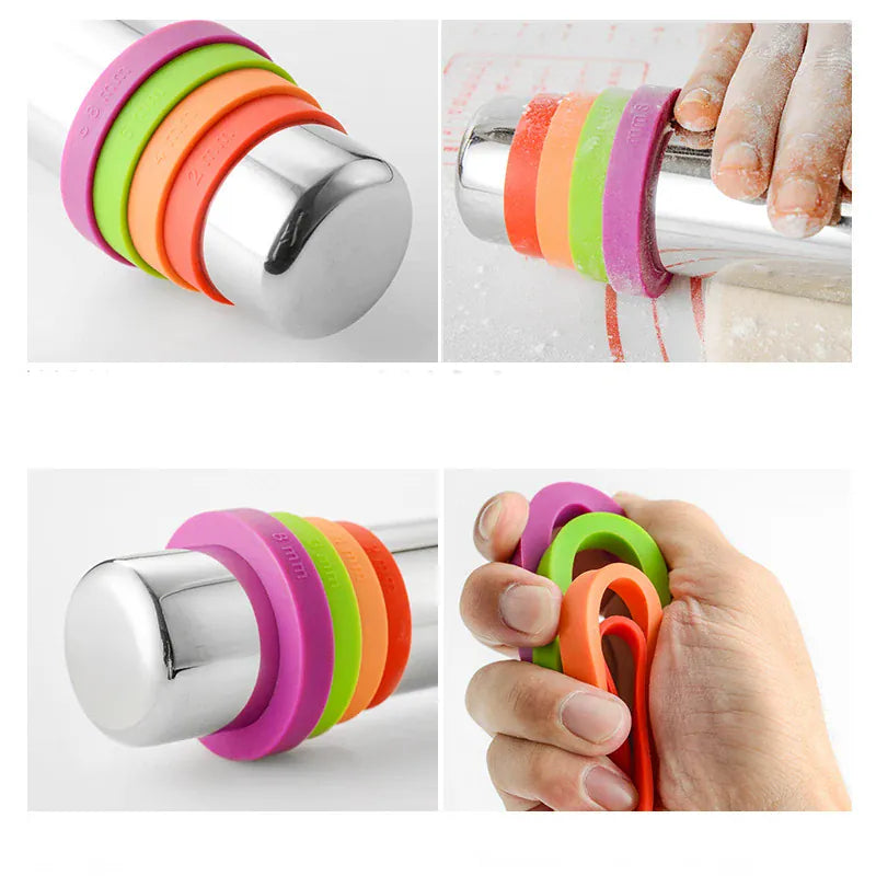 Rouleau à pâtisserie en acier inoxydable avec épaisseurs réglables et tapis en silicone rouleaupatisserie