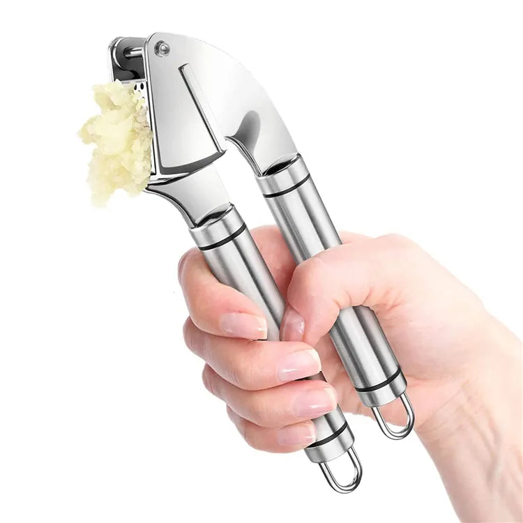 Presse-ail Acier Inoxydable | Kit avec Peeling en Silicone et Brosse Coupe Légumes