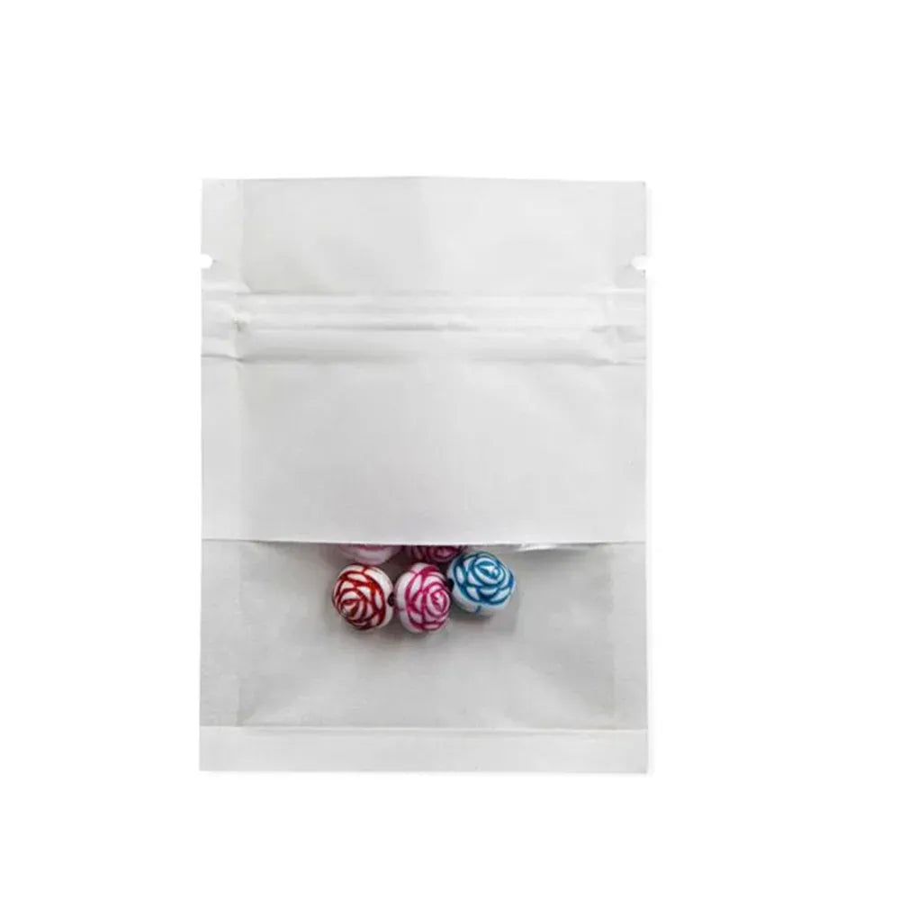 Sachets Kraft Zip avec Fenêtre - Lot de 100 Pièces Auto-Scellants