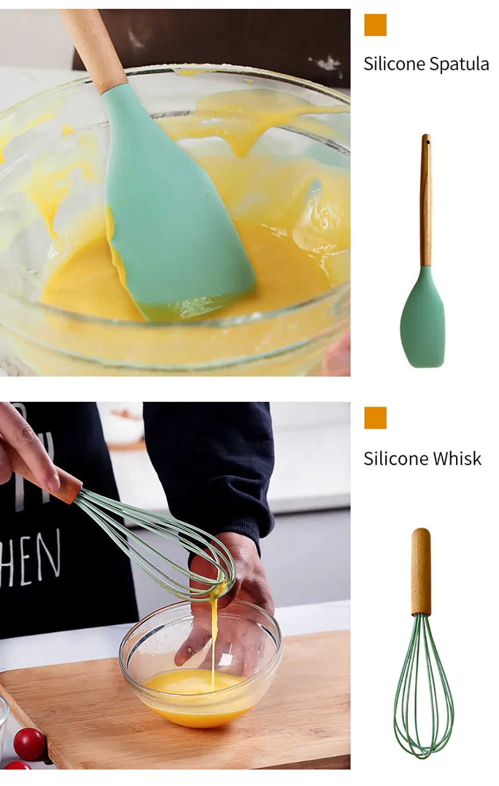 Set Ustensiles Silicone 10 pièces | Résistants à la chaleur et Antiadhésifs spatule en silicone
