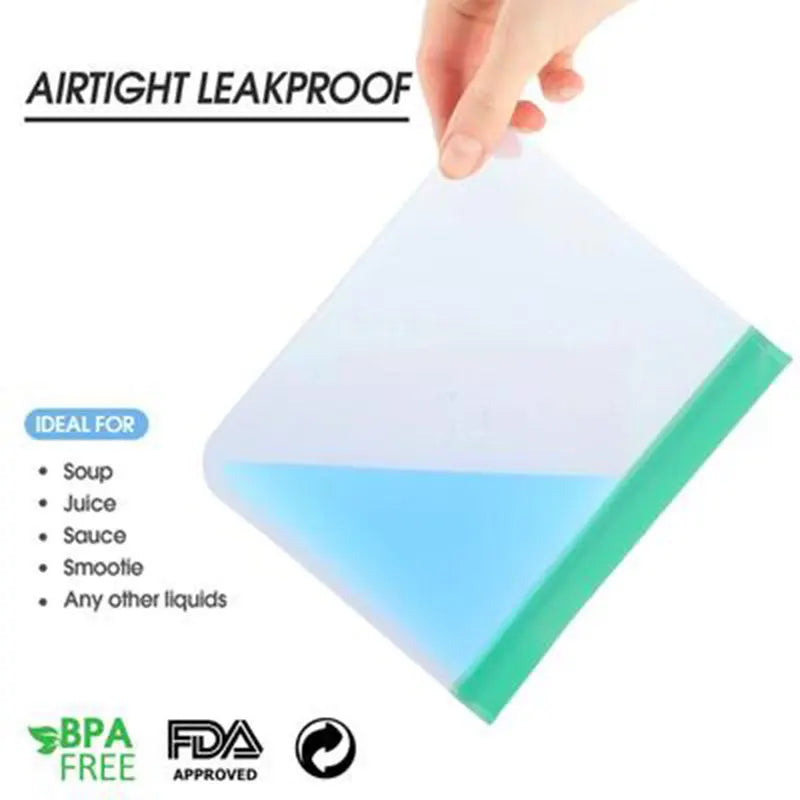 Sachets Silicone Réutilisables Anti-Fuite - Lot de 7 Pièces 25x30cm