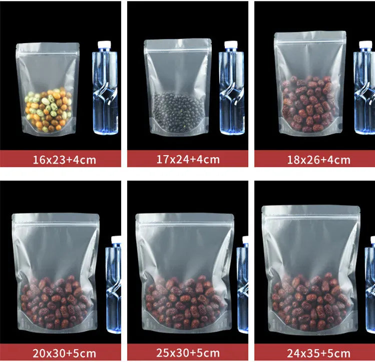 Sachets Zip Alimentaires Matériau Mat Transparent - Lot de 50 pièces 10x15cm