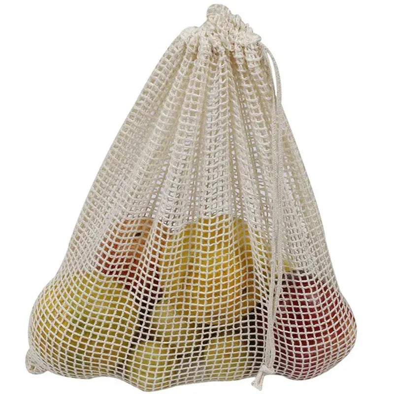 Sacs Filet en Coton Réutilisables - Lot de 5 Pièces Écologiques ssr