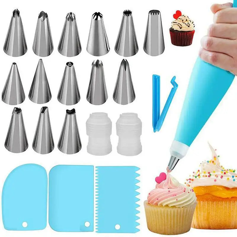 Kit de décoration de gâteaux 33 pièces en acier inoxydable et accessoires douillepoche