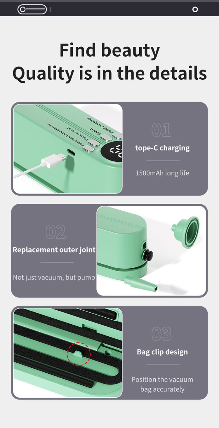Scelleuse Alimentaire Portable Automatique pour Mise Sous Vide sv