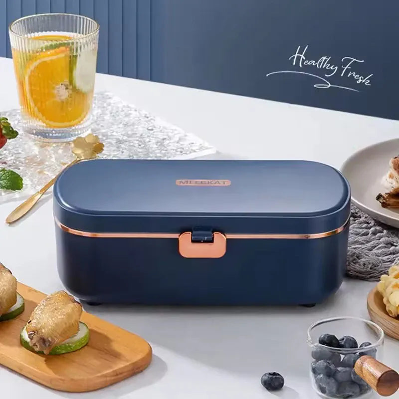 Lunch Box Chauffante Inox 304 Sans Eau 900 ml Bleue — Chauffage Sec 36 W lunchboxchauf