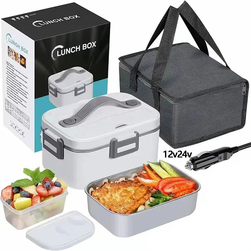 Lunch Box Chauffante Électrique 75 W — Cuve Inox 304 1,8 L — 12 V / 24 V / 220 V avec Sac Isotherme lunchboxchauf