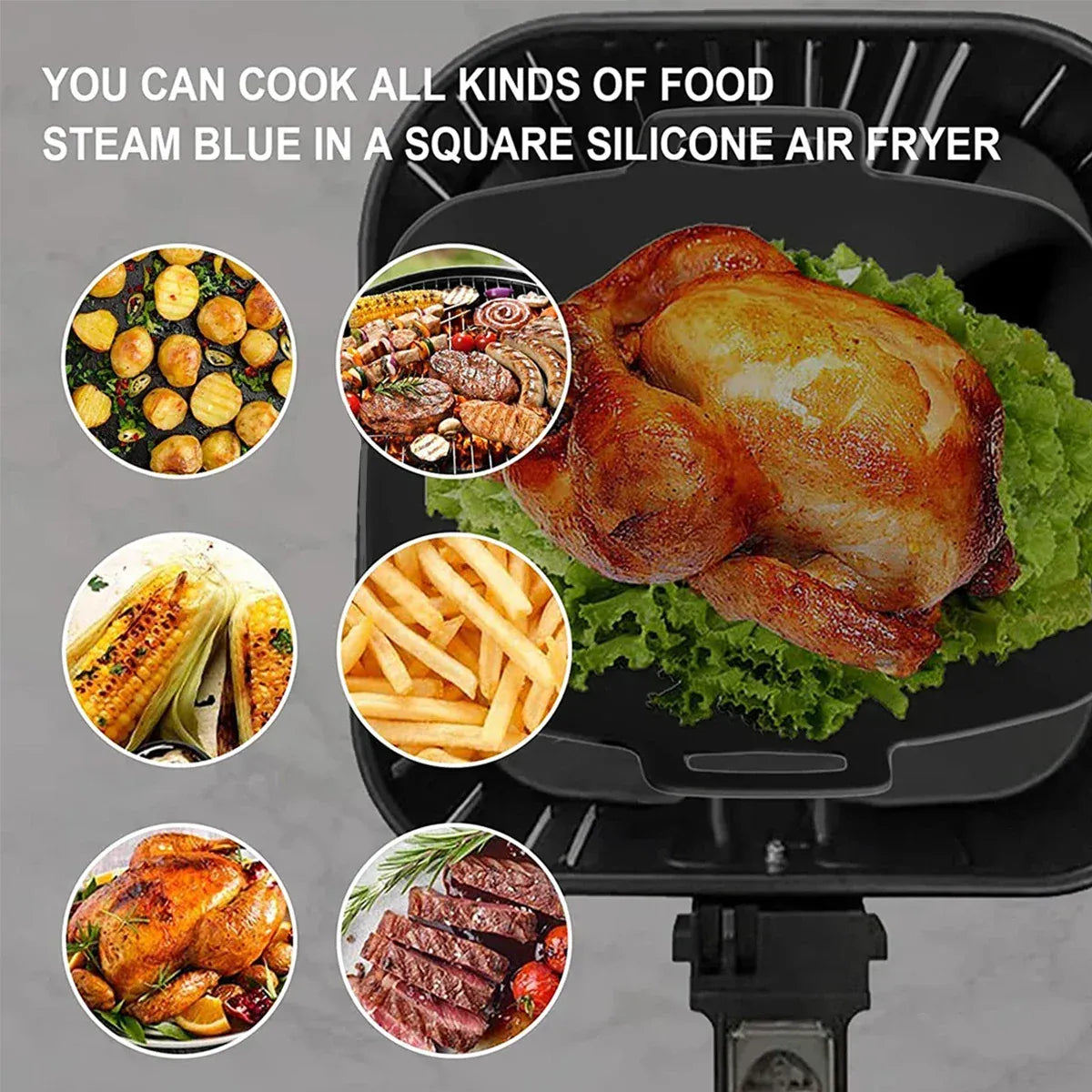 Moules Silicone Réutilisables Air Fryer - Lot de 2 Rectangulaires Air Fryer