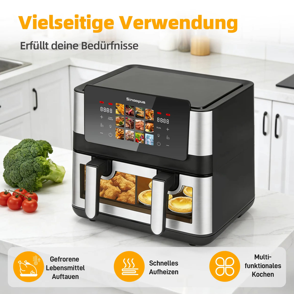 Friteuse Sans Huile Double Panier 85L 2000W Écran Tactile airfryers