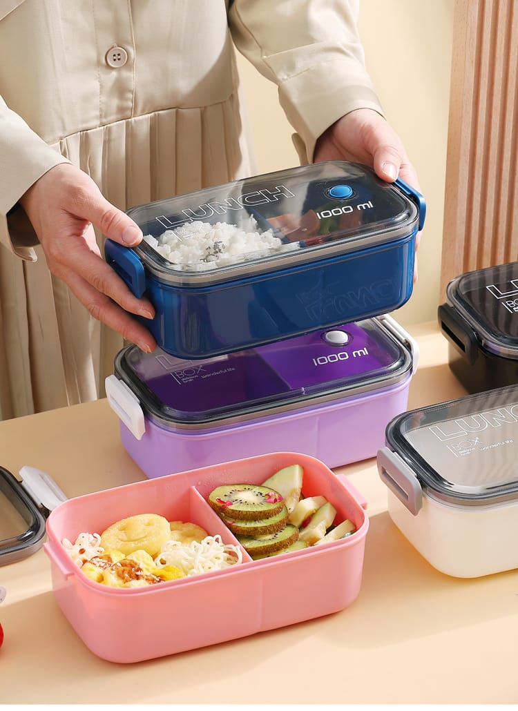 Lunch Box Hermétique 1000ml Plastique Résistant au Micro-ondes Lunchbox