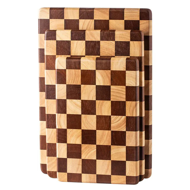 Planche à Découper Bois Motif Damier – 3 Tailles, 2,8 cm planche a decouper en bois