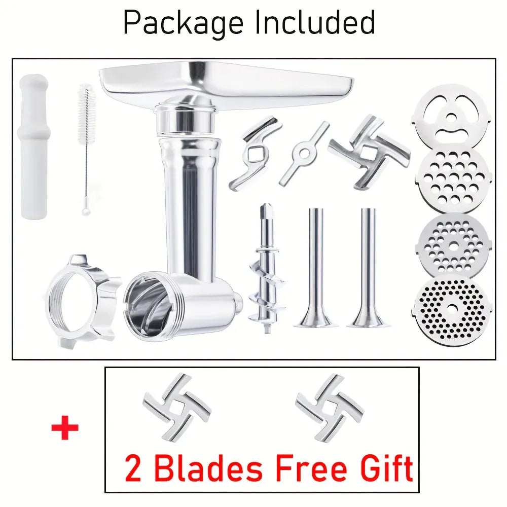 Kit Accessoires Hachoir pour Robot KitchenAid — 17 Pièces, 4 Grilles, 3 Lames + Tubes à Saucisse KitchenAid