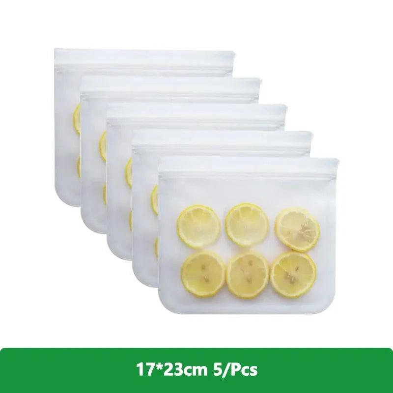 1/5/10 Pcs Reusable Ziplock Silicone Bags Dishwasher Safe Freezer Bag Lunch Bag Sandwich Bags BPA Free for Food Storage Home