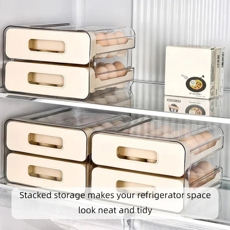Organiseur de Rangement Frigo pour 32 Œufs | Double Couche