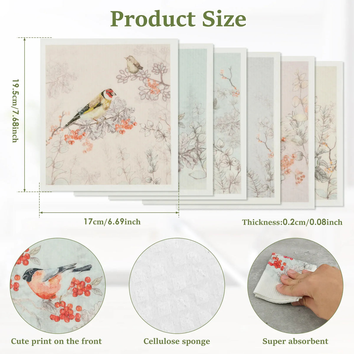 Torchons en Coton Cellulosique Absorbants - Lot de 6 Pièces