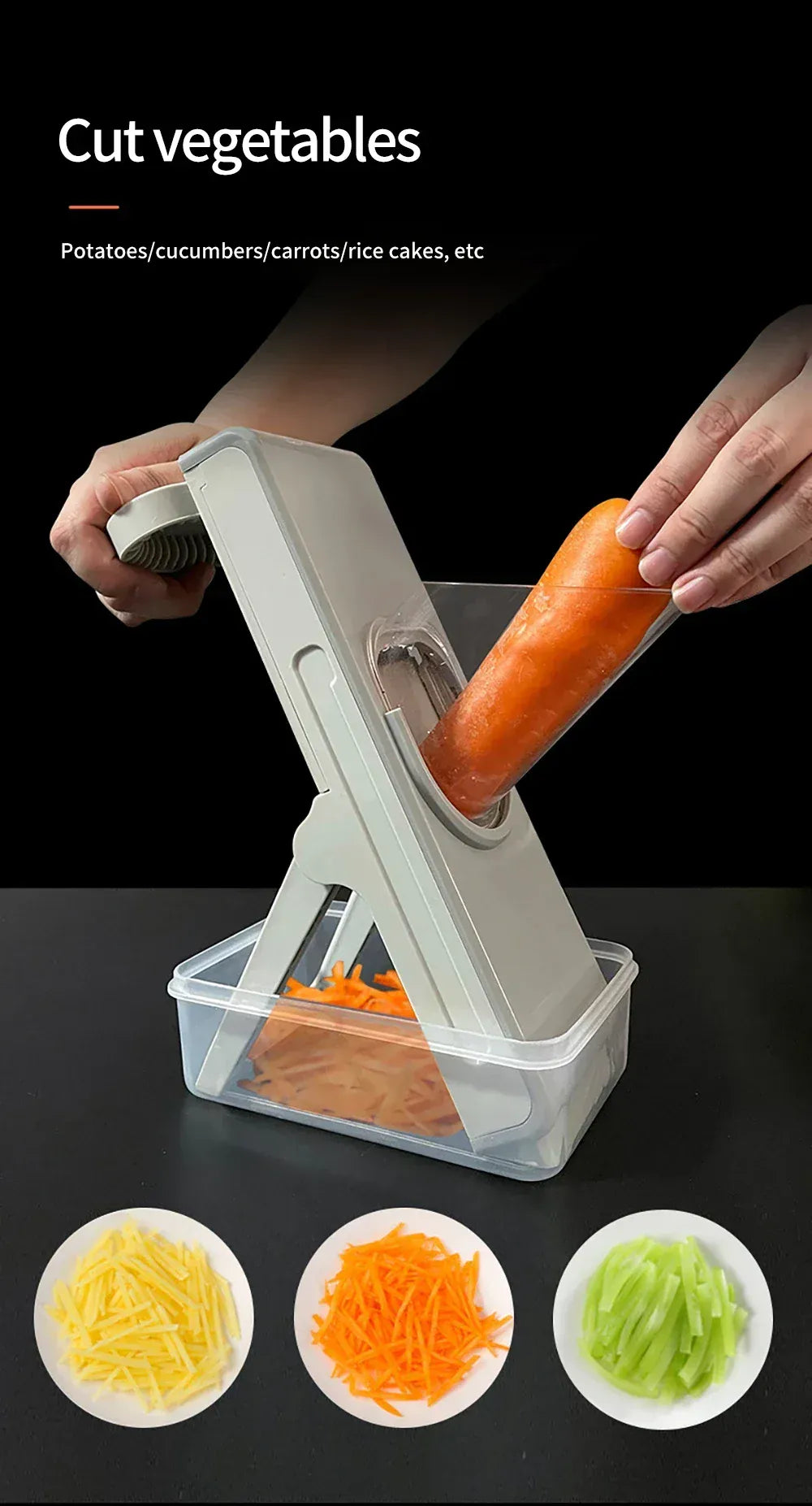Mandoline Coupe-Légumes Multifonction 4-en-1 — Julienne 3/7 mm Mandoline