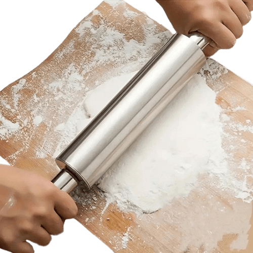 Rouleau à pâtisserie en acier inoxydable épais avec poignées antidérapantes rouleaupatisserie