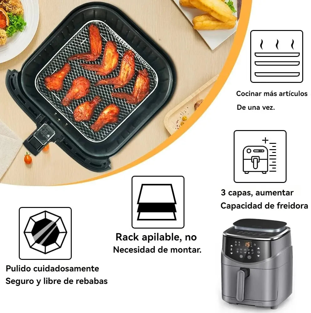 Grille Inox Air Fryer Rectangulaire - Lot de 3 Pièces Air Fryer