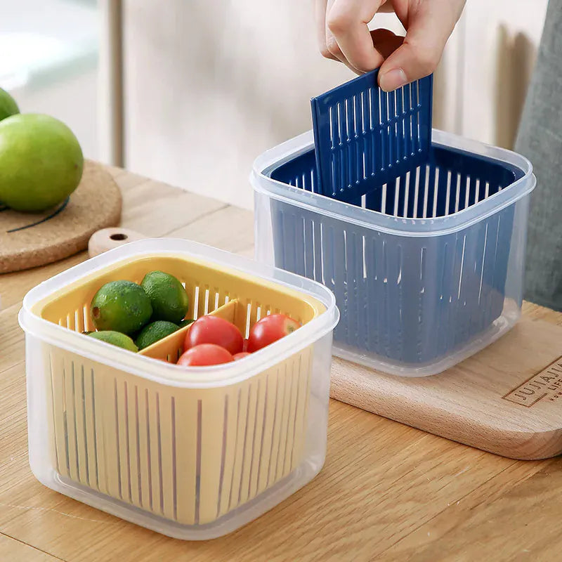 Bac de Conservation Fruits et Légumes avec Grille Égouttoir 1L