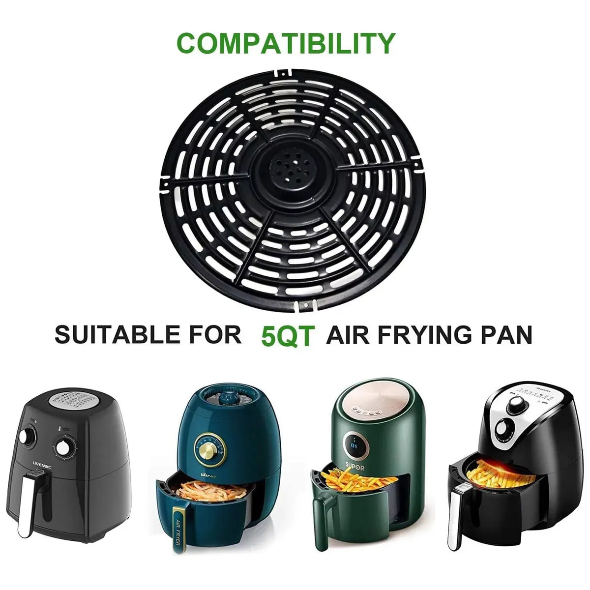 Grille Antiadhésive Air Fryer Rond 24 cm - Accessoire de Cuisson Air Fryer