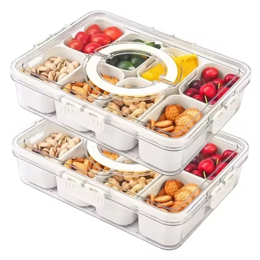 Boîte Snack Organiseur 4 Compartiments Empilable avec Couvercle