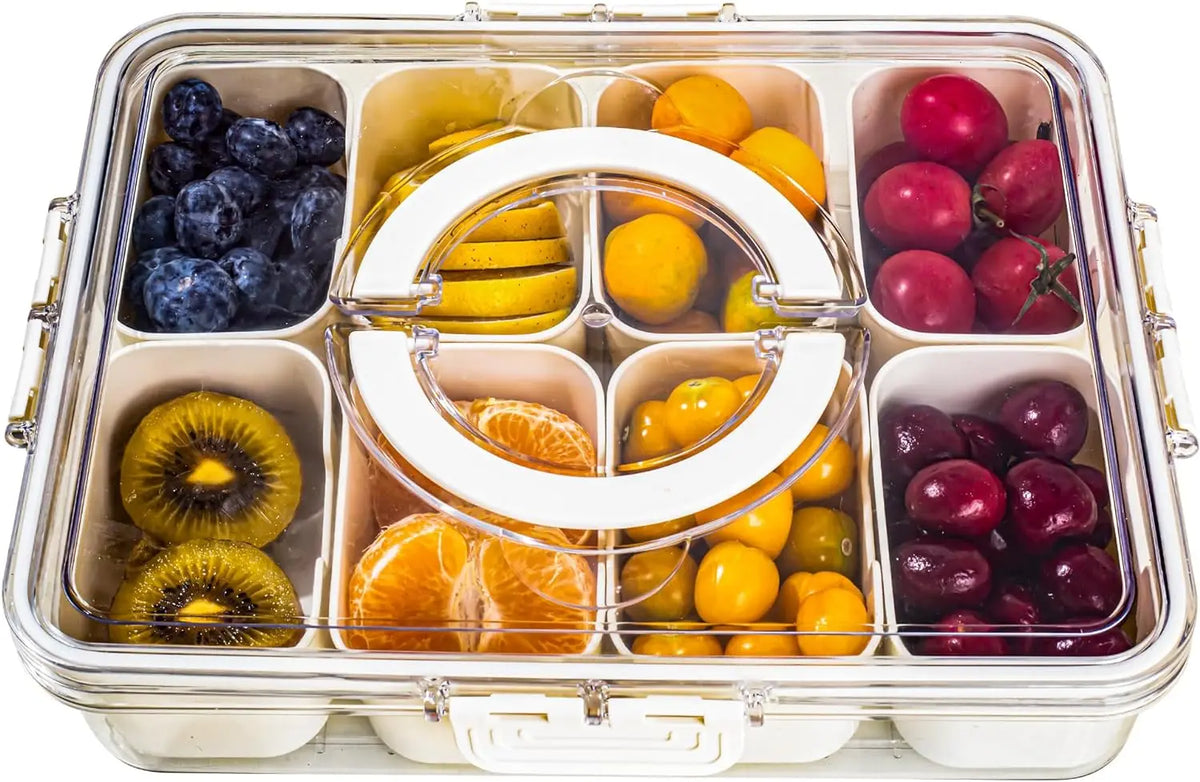Boîte Snack Organiseur 4 Compartiments Empilable avec Couvercle