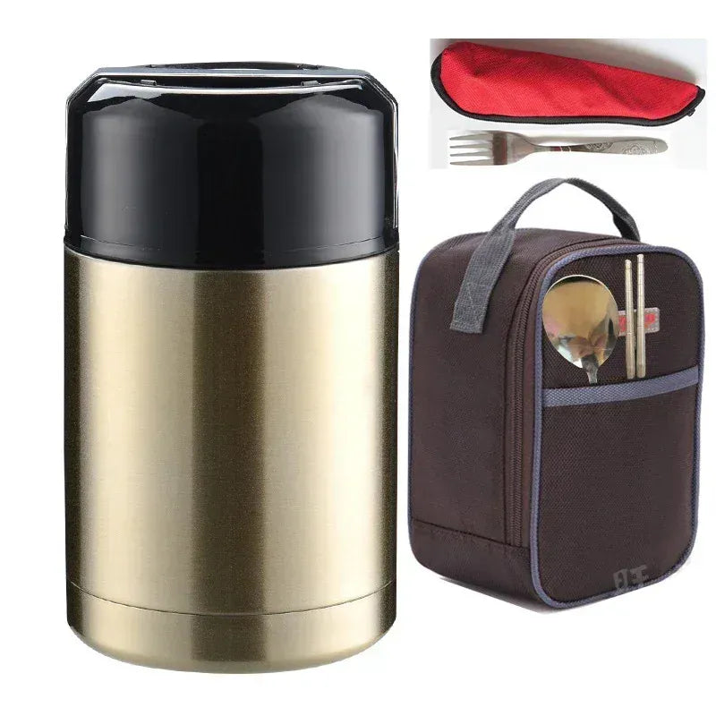 Thermos Alimentaire Inox — Isotherme 24h avec Pochette et Couverts lunchbox