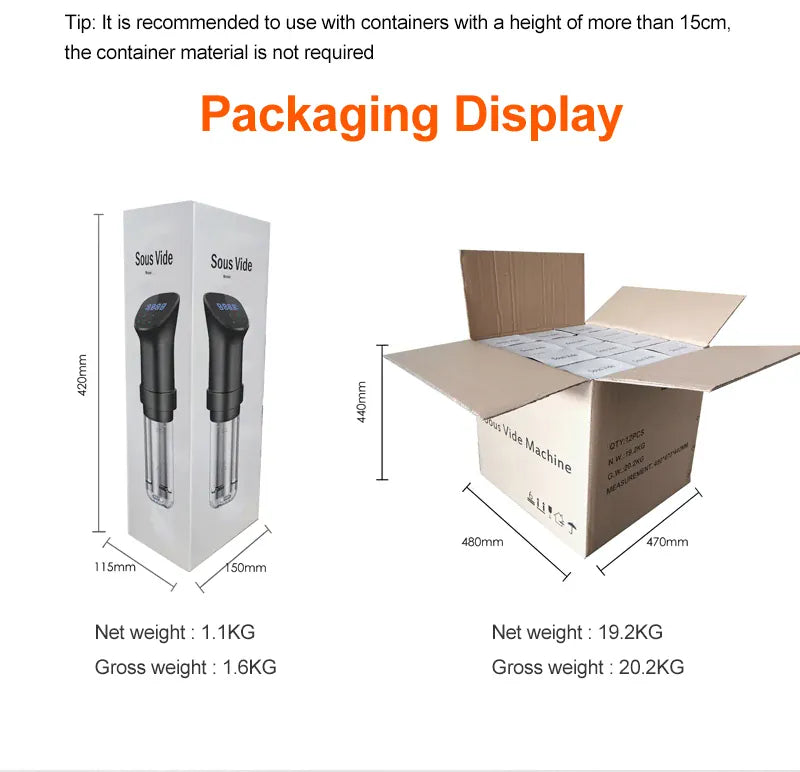 Cuiseur Sous Vide à Immersion 1800W avec Affichage LED Digital sv