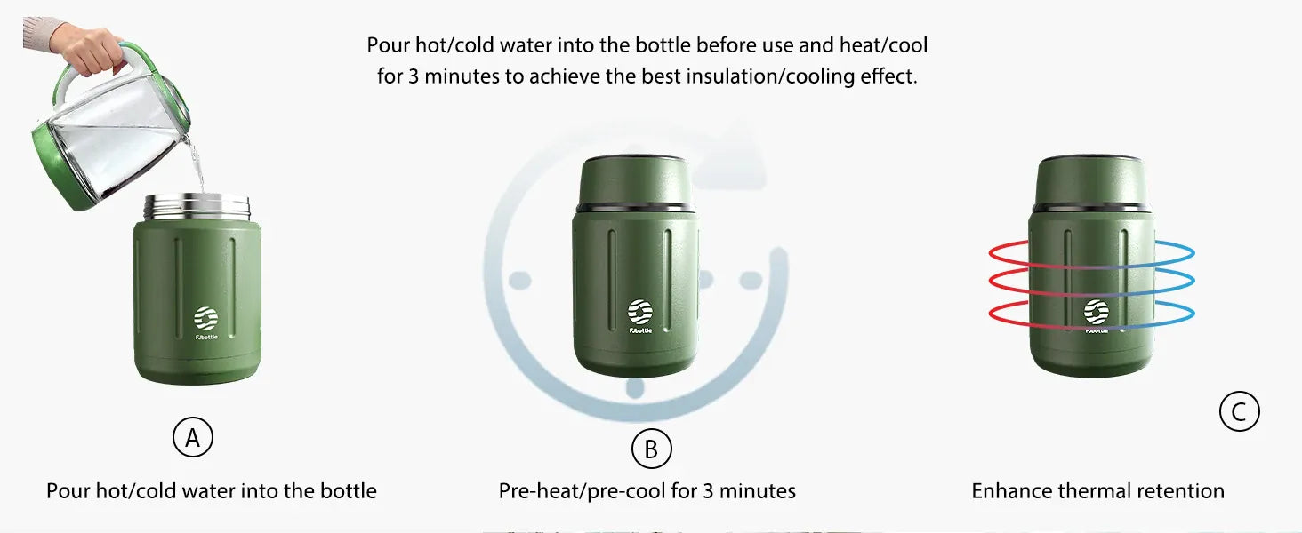 Thermos Repas 500 ml — Inox Double Paroi, Cuillère Pliante et Sac Isotherme Inclus lunchbox