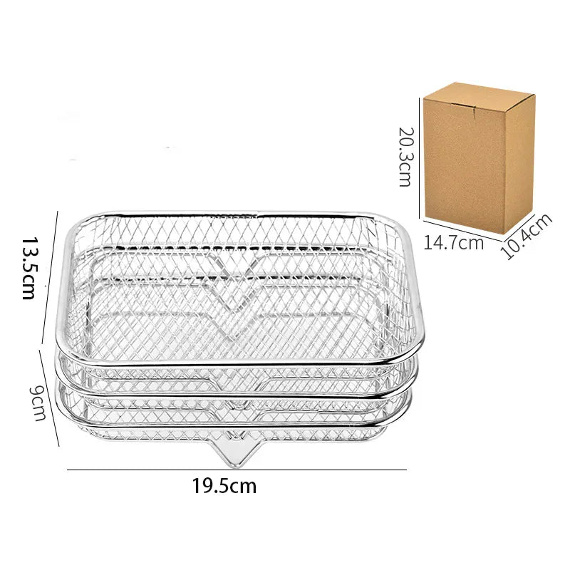 Grille Inox Air Fryer 3 Niveaux Empilable - Accessoire Cuisine Air Fryer